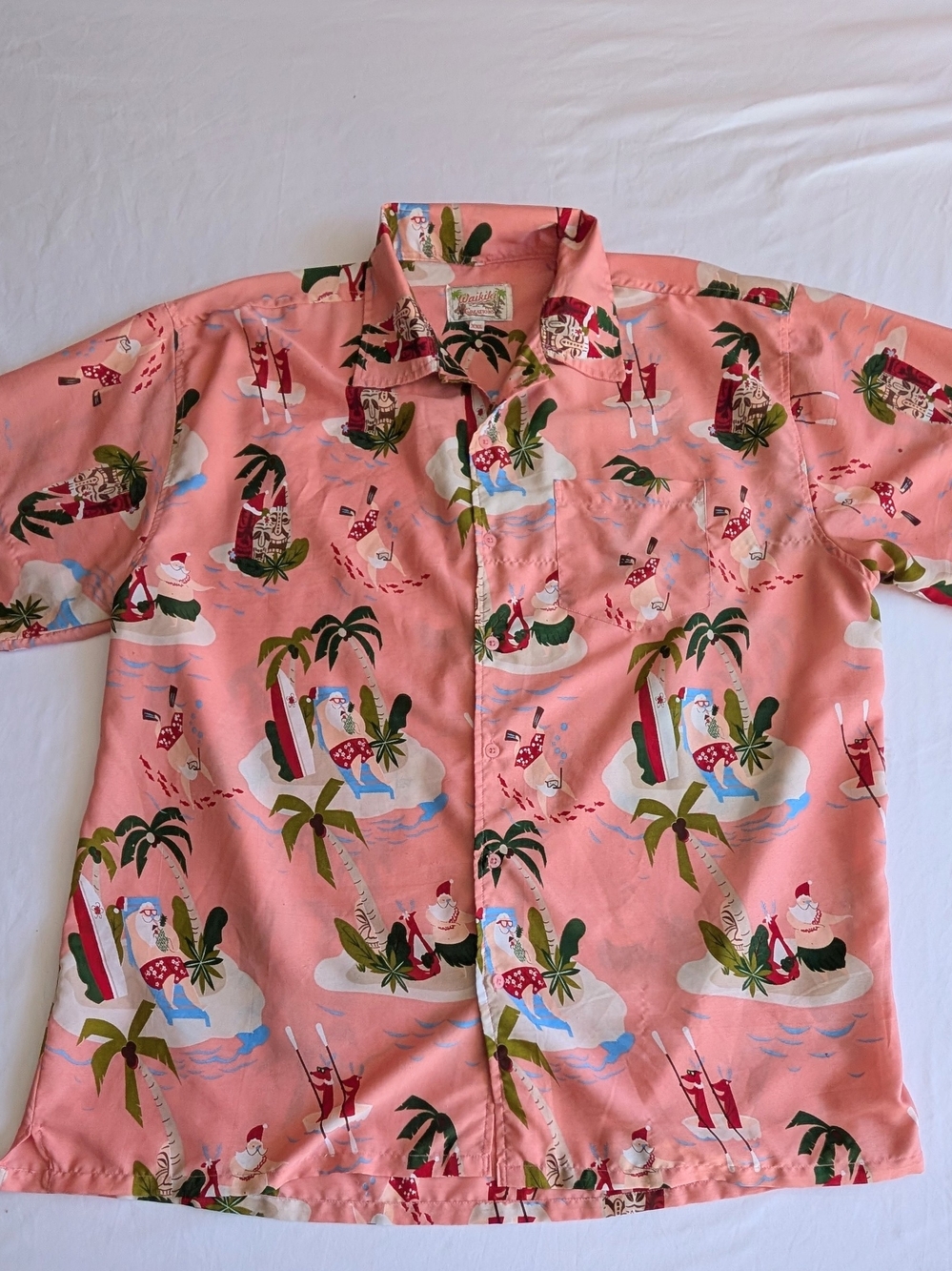 Pink Tropical Holiday Hawaiian Tiki Camp Shirt